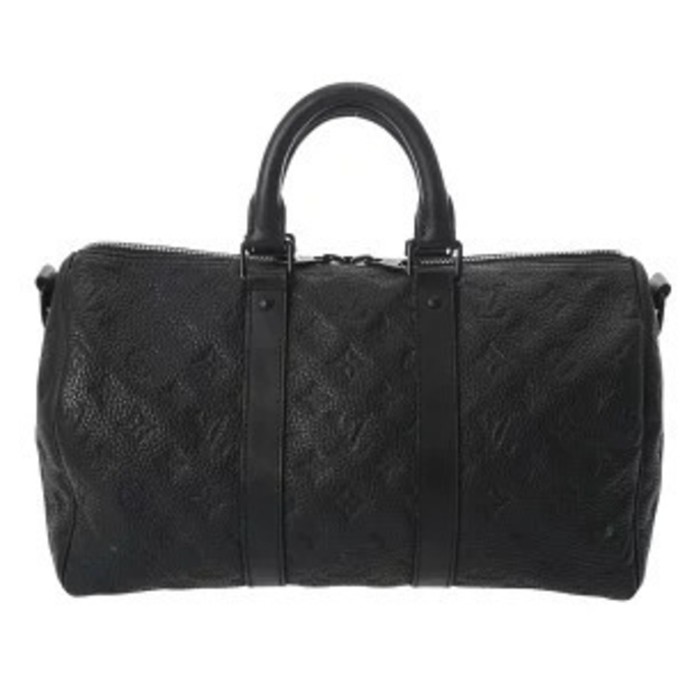 Louis Vuitton Monogram Keepall Bandouliere Taurillon Leather Travel Bag Black